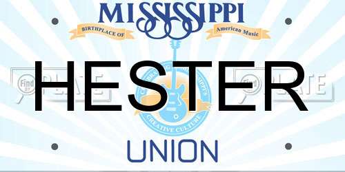 HESTER Mississippi License Plate