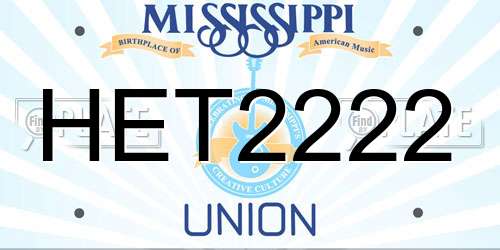 HET2222 Mississippi License Plate