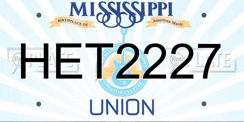 HET2227 Mississippi License Plate