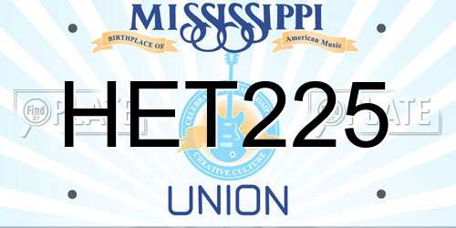 HET225 Mississippi License Plate