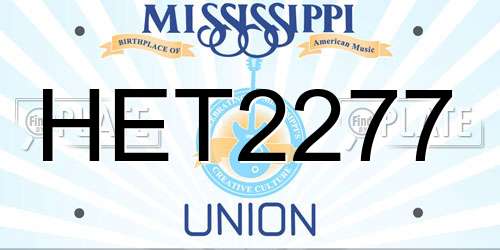 HET2277 Mississippi License Plate