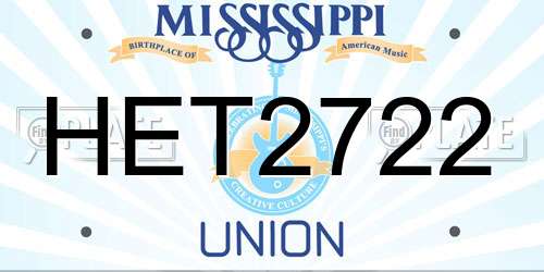 HET2722 Mississippi License Plate