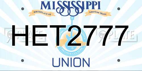 HET2777 Mississippi License Plate