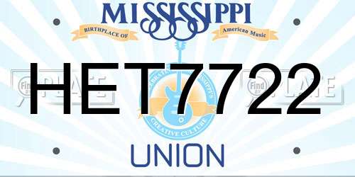 HET7722 Mississippi License Plate