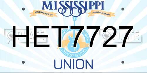 HET7727 Mississippi License Plate