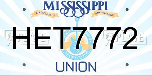 HET7772 Mississippi License Plate