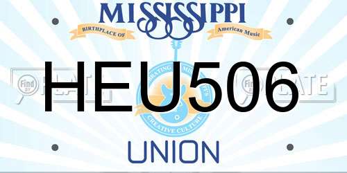 HEU506 Mississippi License Plate