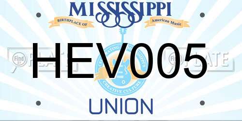 HEV005 Mississippi License Plate