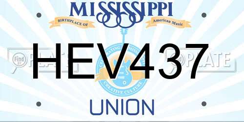 HEV437 Mississippi License Plate