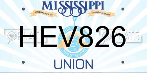 HEV826 Mississippi License Plate