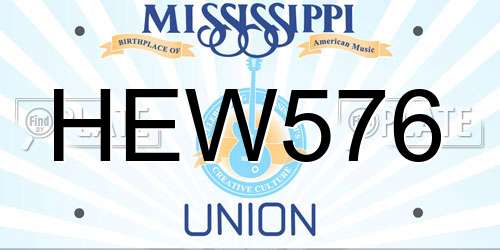 HEW576 Mississippi License Plate