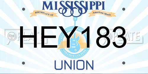 HEY183 Mississippi License Plate