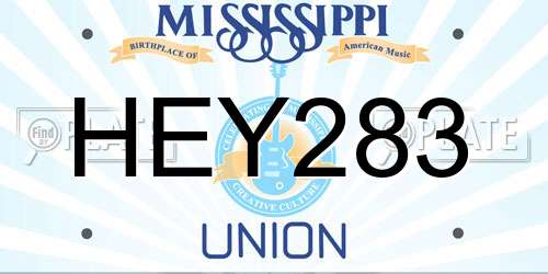 HEY283 Mississippi License Plate