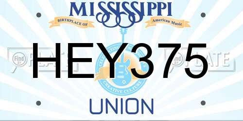 HEY375 Mississippi License Plate