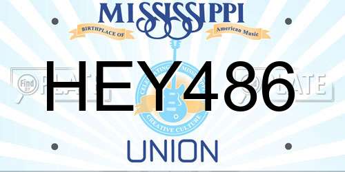 HEY486 Mississippi License Plate