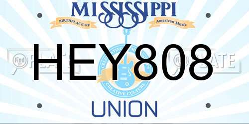 HEY808 Mississippi License Plate