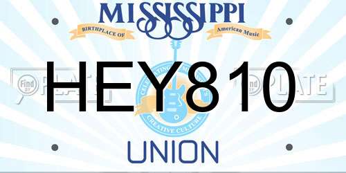 HEY810 Mississippi License Plate