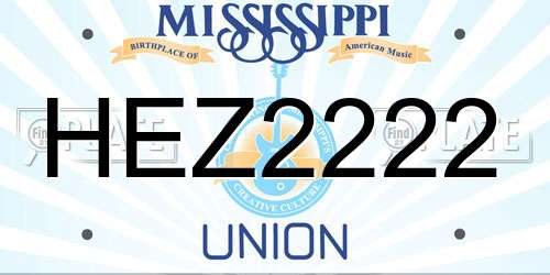 HEZ2222 Mississippi License Plate