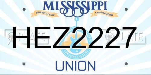HEZ2227 Mississippi License Plate