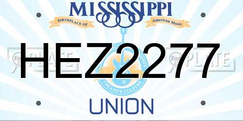 HEZ2277 Mississippi License Plate