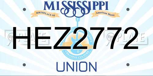 HEZ2772 Mississippi License Plate
