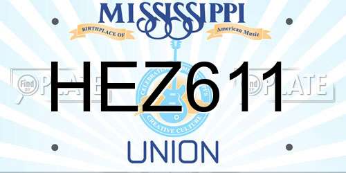 HEZ611 Mississippi License Plate
