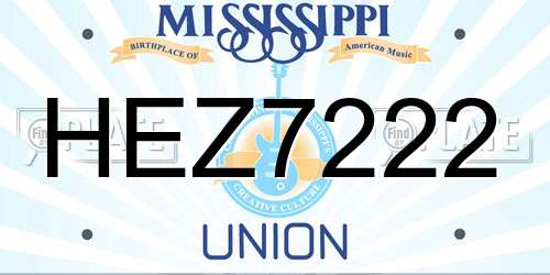 HEZ7222 Mississippi License Plate
