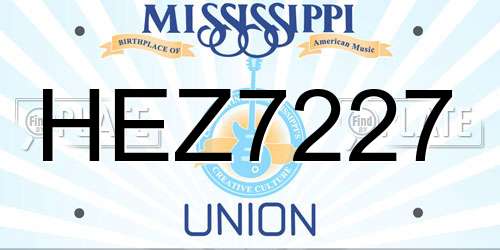 HEZ7227 Mississippi License Plate
