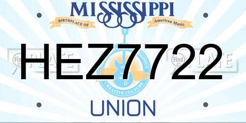 HEZ7722 Mississippi License Plate