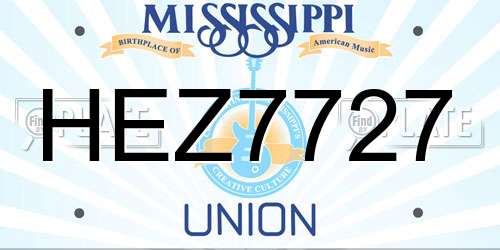 HEZ7727 Mississippi License Plate