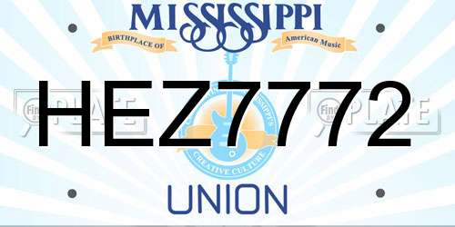 HEZ7772 Mississippi License Plate