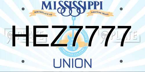 HEZ7777 Mississippi License Plate
