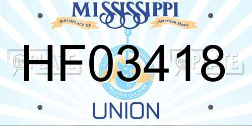 HF03418 Mississippi License Plate