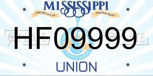 HF09999 Mississippi License Plate