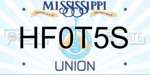 HF0T5S Mississippi License Plate