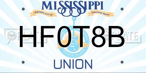HF0T8B Mississippi License Plate