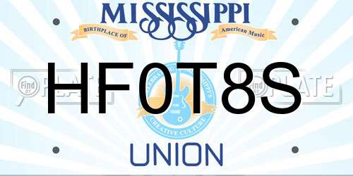 HF0T8S Mississippi License Plate