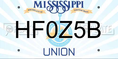 HF0Z5B Mississippi License Plate