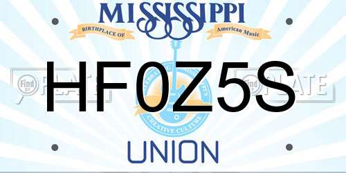 HF0Z5S Mississippi License Plate