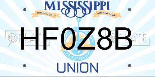 HF0Z8B Mississippi License Plate