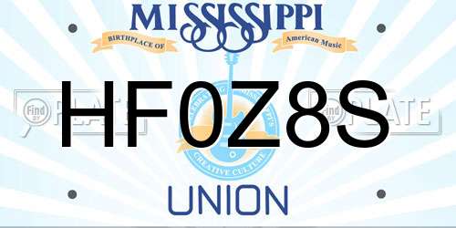 HF0Z8S Mississippi License Plate