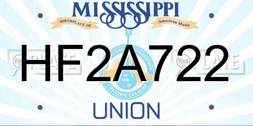 HF2A722 Mississippi License Plate