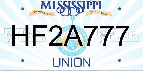 HF2A777 Mississippi License Plate