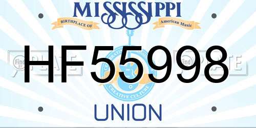 HF55998 Mississippi License Plate