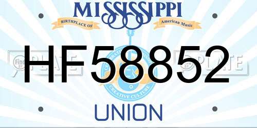 HF58852 Mississippi License Plate