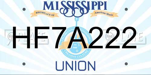 HF7A222 Mississippi License Plate