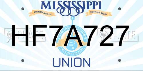 HF7A727 Mississippi License Plate