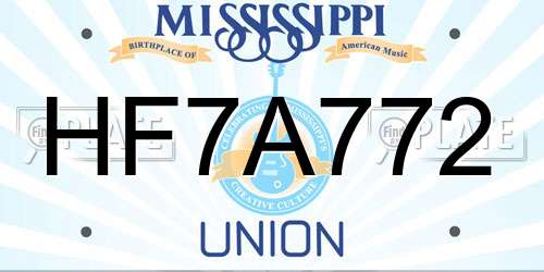 HF7A772 Mississippi License Plate