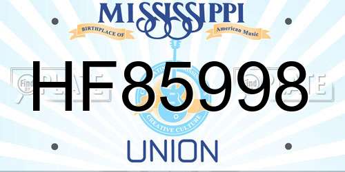 HF85998 Mississippi License Plate