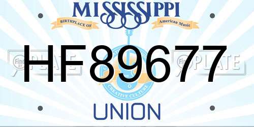 HF89677 Mississippi License Plate